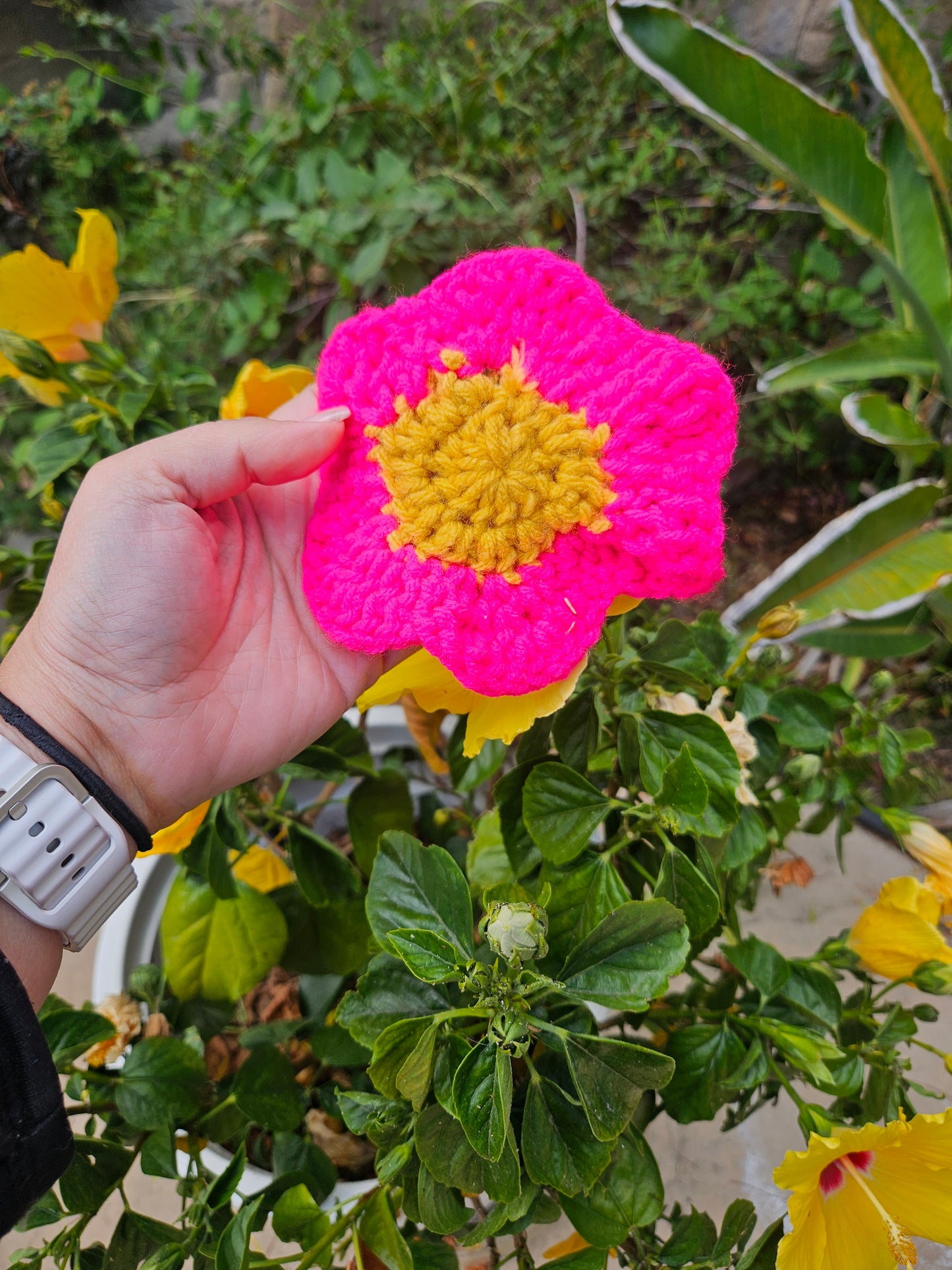 Hot pink single flower coaster