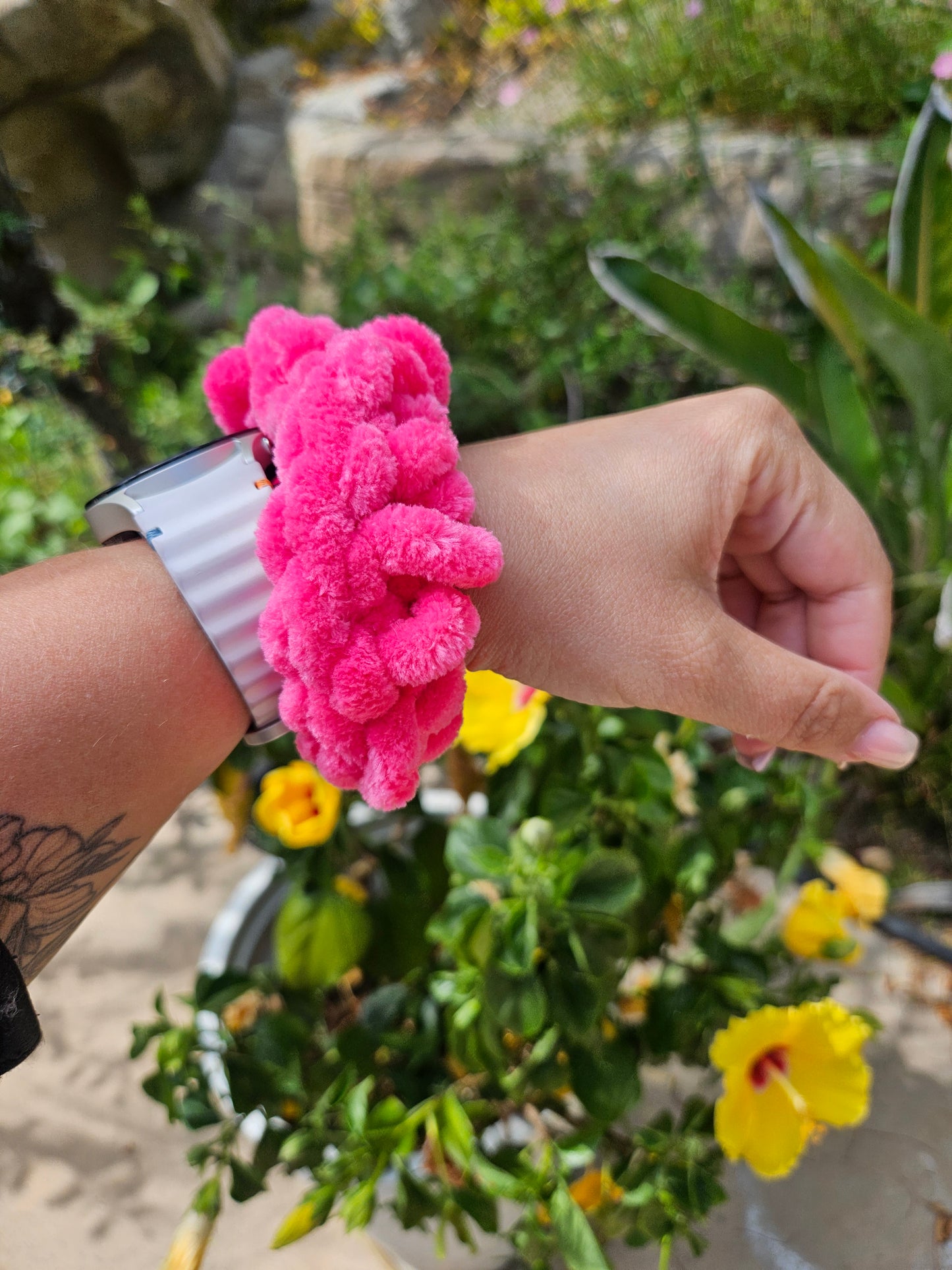 Hot pink scrunchie