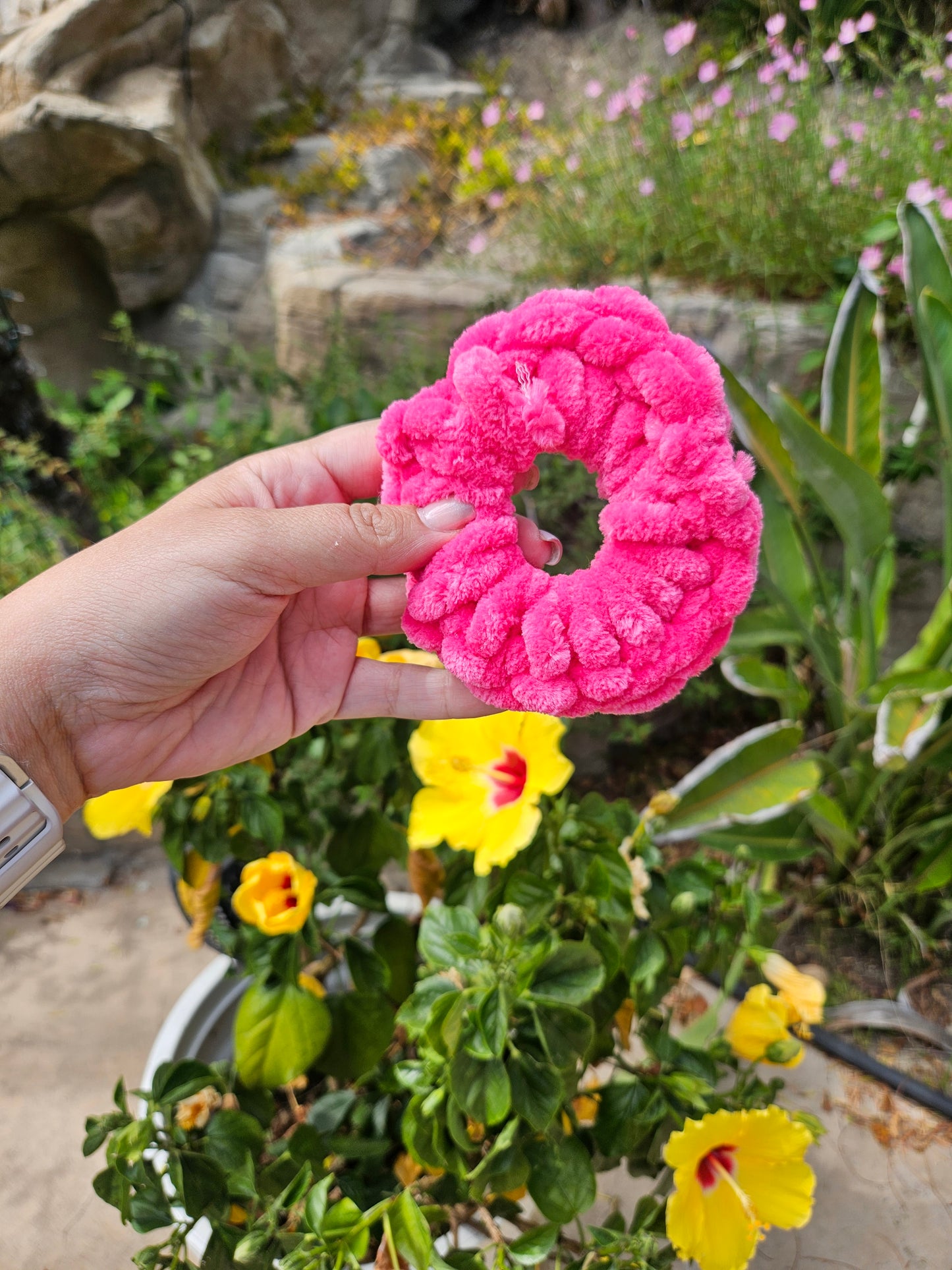 Hot pink scrunchie