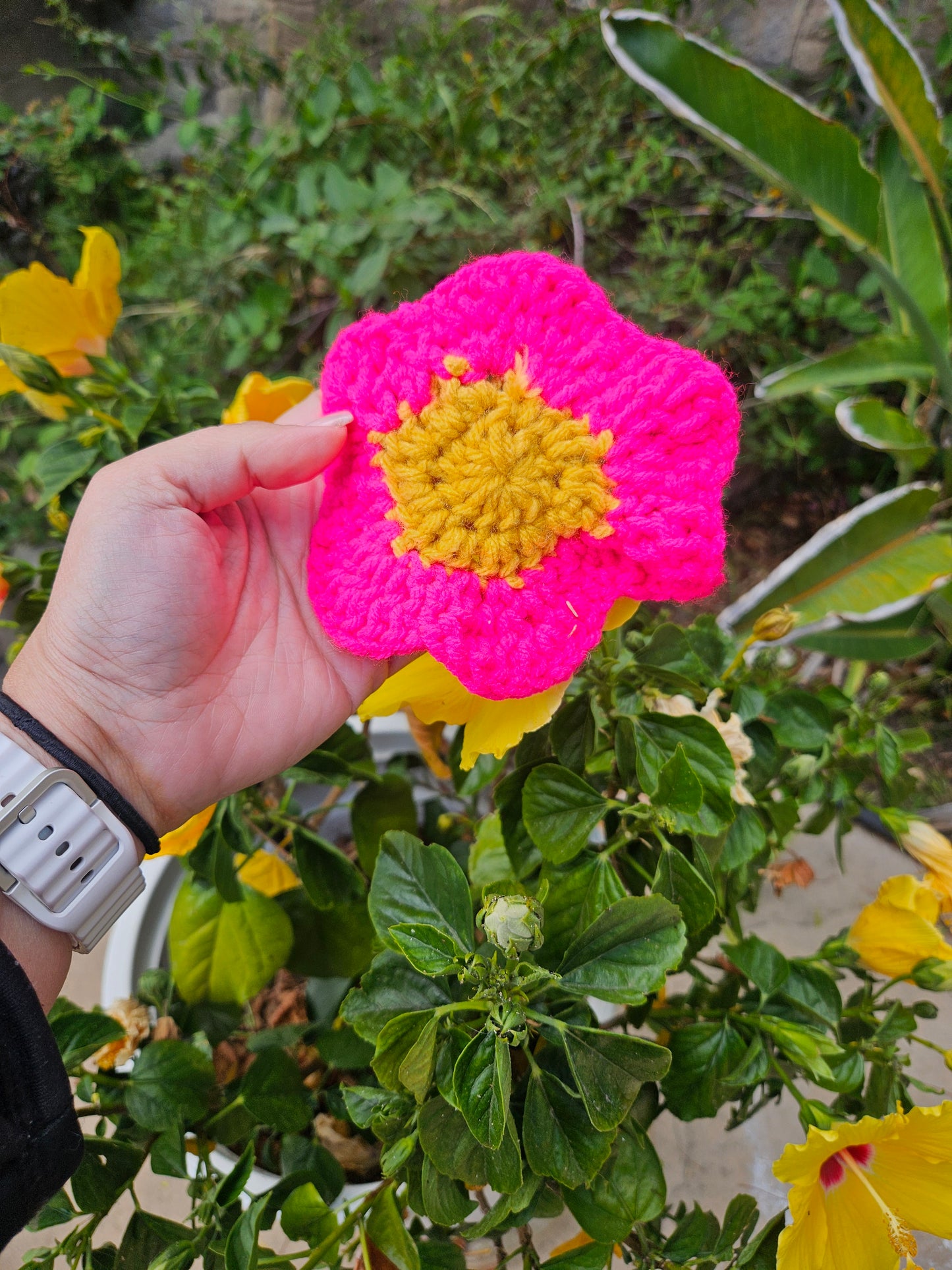 Hot pink single flower coaster