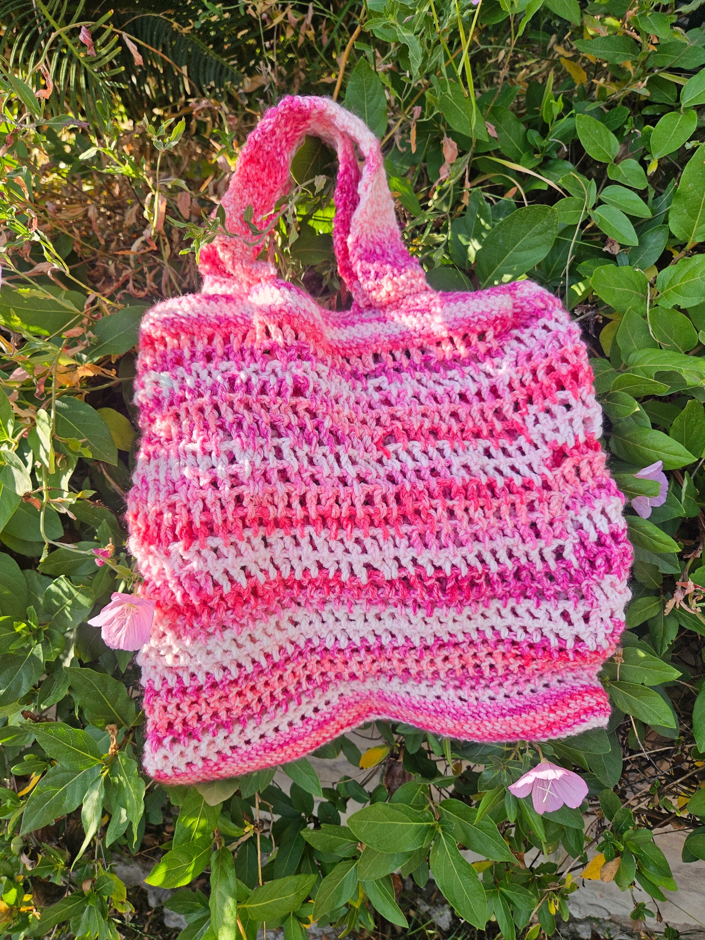 Pink mesh tote