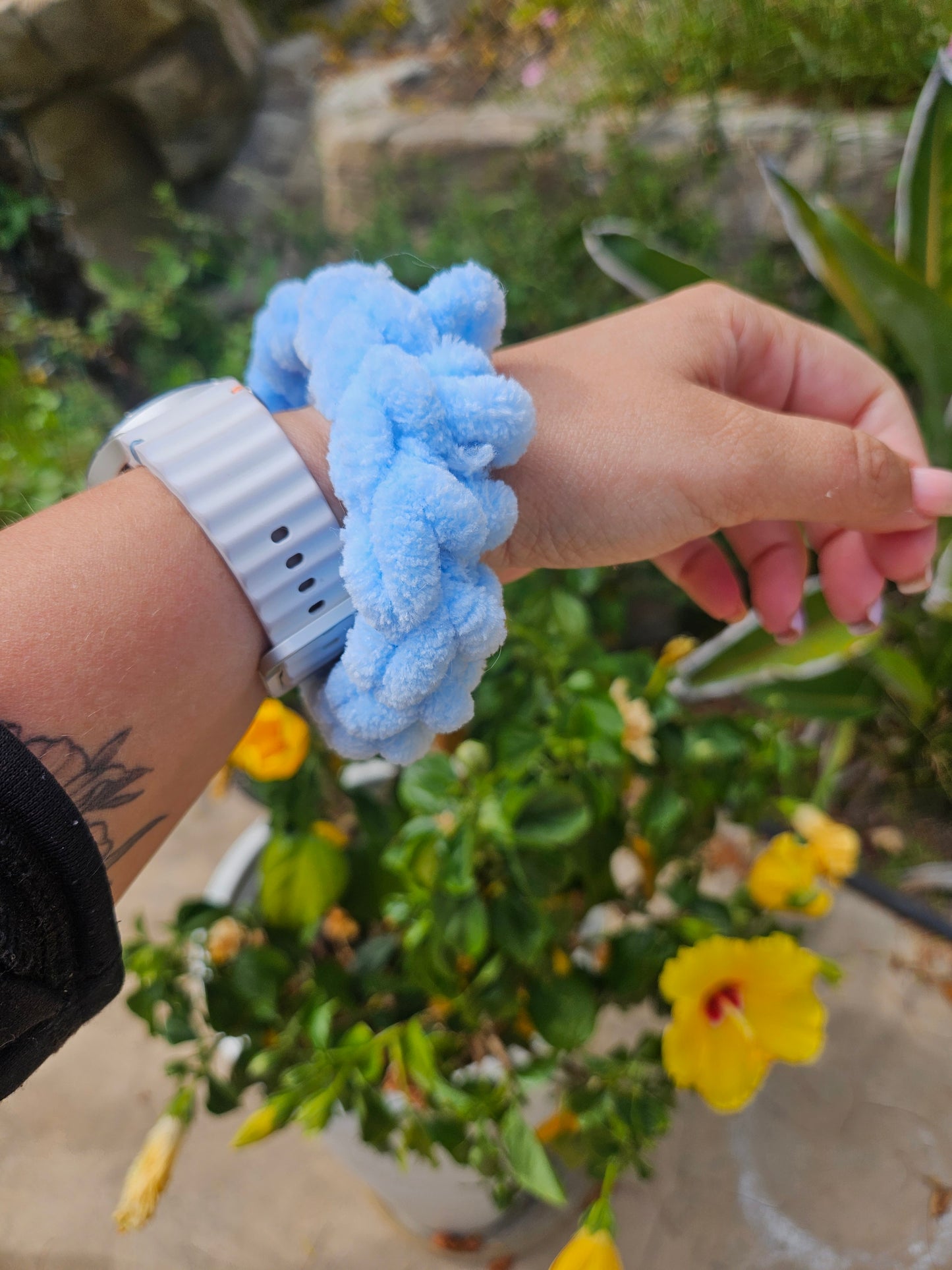 Blue scrunchies